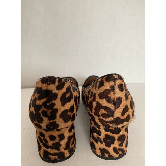 Franco Sarto - Leopard Calf Hair Slip On Low Block Heel Pumps - 9M - Picture 4 of 10